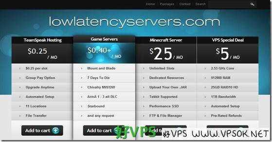 LowLatencyServers：$5/月XEN-512MB/25GB/1TB 芝加哥