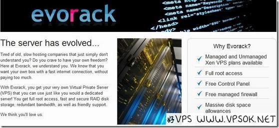 Evorack：£2.49/月XEN-128MB/512MB/20GB/250GB 英国