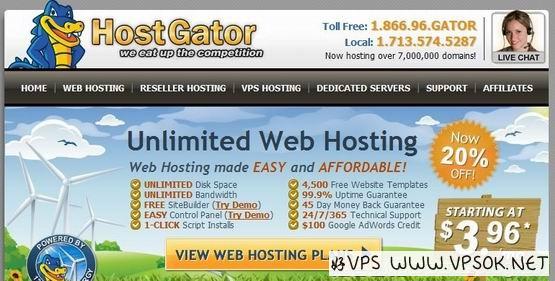 [服务器]Hostgator：$99/季度-E3-1220LV2/4GB/500GB/10T/5IP/免费WHM授权