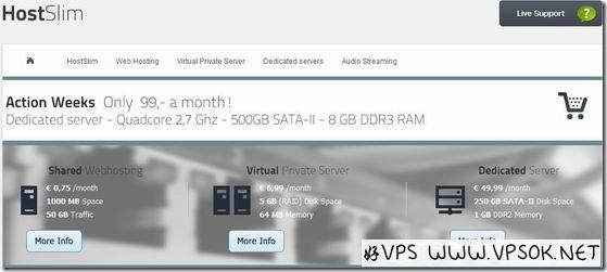 HostSlim：€24/年XEN-256MB/26GB/250GB 荷兰